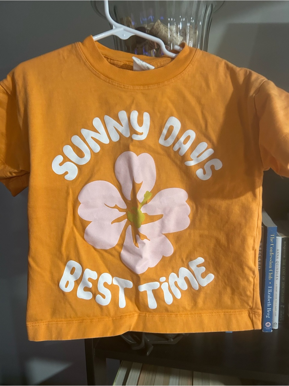 Zara Orange Tee with Pink Floral Graphic